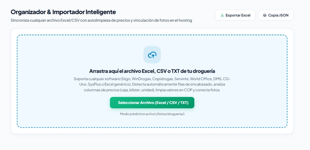 Arrastrar archivo Excel CSV o TXT en QRColombia